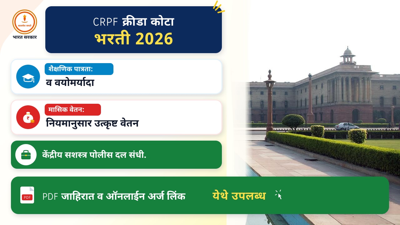 CRPF क्रीडा कोटा भरती २०२६: पात्रता व वयोमर्यादा